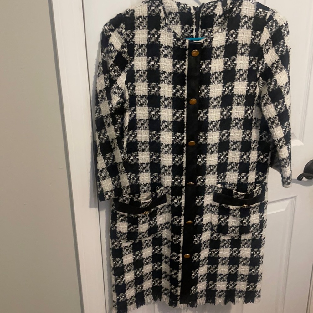 Zara trf dress, black and white with gold buttons